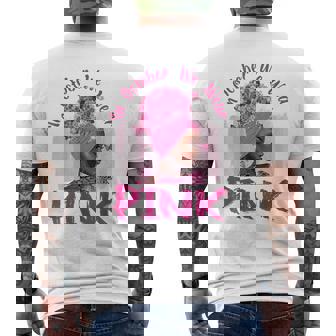 In October We Wear Pink Black Woman Breast Cancer Awareness Men's T-shirt Back Print | Mazezy