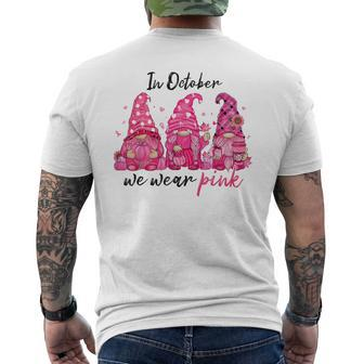 In October We Wear Pink Gnomes Breast Cancer Halloween Men's T-shirt Back Print - Thegiftio UK