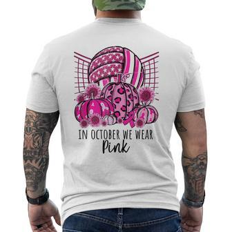 In October We Wear Pink Volleyball Breast Cancer Awareness Men's T-shirt Back Print - Monsterry CA