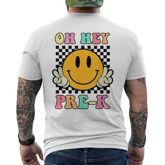 Oh Hey Pre-K Hippie Smile Face Retro Back To School Men's T-shirt Back Print - Seseable