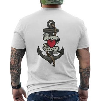 Old School Anchor Quote Cute Hes My Anchor Love Sailor Mens Back Print T-shirt | Mazezy