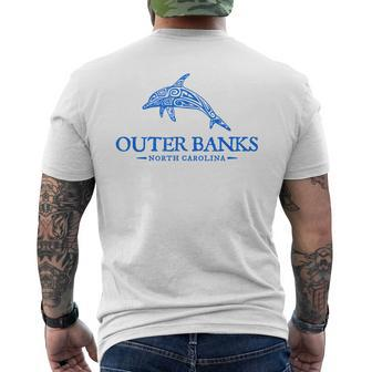Outer Banks North Carolina Dolphin Retro Throwback Souvenir Men's T-shirt Back Print | Mazezy