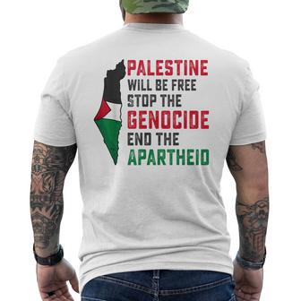 Palestine Will Be Free Stop The Genocide End The Apartheid Men's T-shirt Back Print | Mazezy