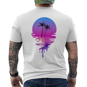 Palm Trees Beach Sunset Beach Lovers Summer Vacation Mens Back Print T-shirt | Mazezy