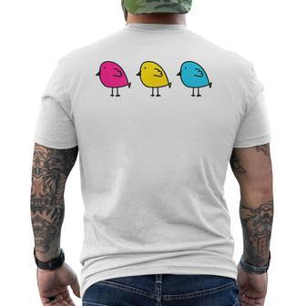 Pansexual Pride Subtle Pan Pride Flag Birds Pan Flag Colors Mens Back Print T-shirt | Mazezy