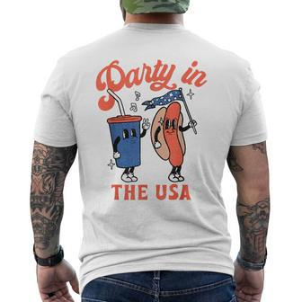 Party In The Usa 4Th Of July Cute Soda And Hotdog Patriotic Mens Back Print T-shirt | Mazezy