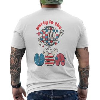 Party In The Usa 4Th Of July Patriotic Disco Ball Retro Patriotic Funny Gifts Mens Back Print T-shirt | Mazezy