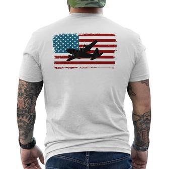 Patrioctic C130 Hercules Airplane | Usa Airplane Gift Usa Funny Gifts Mens Back Print T-shirt | Mazezy