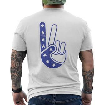 Peace Hand Usa Flag Red White Blue 4Th Of July Mens Back Print T-shirt | Mazezy