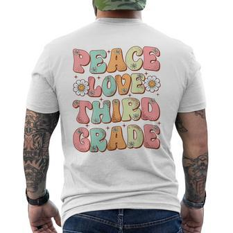 Peace Love 3Rd Grade Cute Groovy First Day Of Third Grade 3Rd Grade Funny Gifts Mens Back Print T-shirt | Mazezy