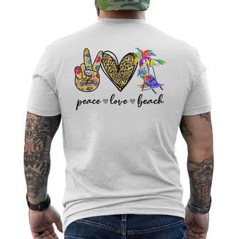 Peace Love Beach Summer Vacation Beach Lovers Vacation Funny Gifts Mens Back Print T-shirt | Mazezy
