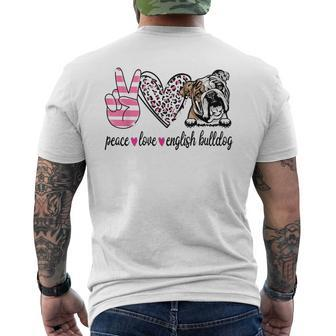 Peace Love English Bulldog Dog Lover Gift Mens Back Print T-shirt - Monsterry UK