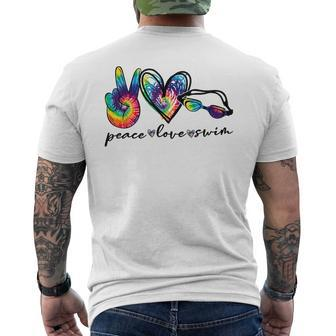 Peace Love Swim Tie Dye Swimmer Swimming Gifts Summer Trip Mens Back Print T-shirt - Seseable