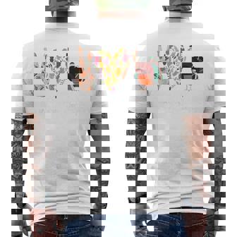 Peace Love Thanksgiving Turkey Heart Orange Halloween Outfit Orange Halloween Men's T-shirt Back Print | Mazezy