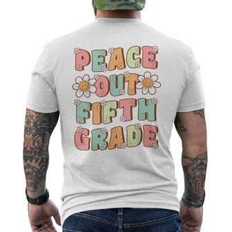 Peace Out Fifth Grade Cute Groovy Last Day Of 5Th Grade Mens Back Print T-shirt | Mazezy