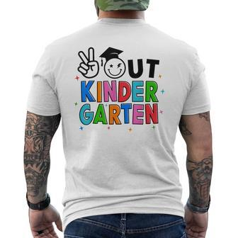 Peace Out Kindergarten Graduation Last Day Of School Groovy Mens Back Print T-shirt - Thegiftio UK