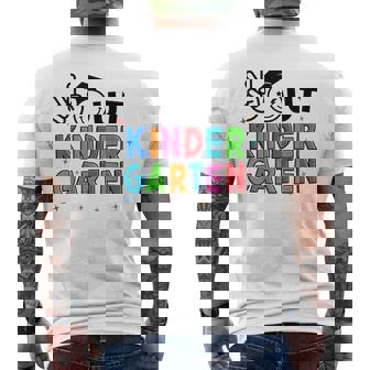 Peace Out Kindergarten Graduation Last Day Of School Groovy Mens Back Print T-shirt - Thegiftio UK