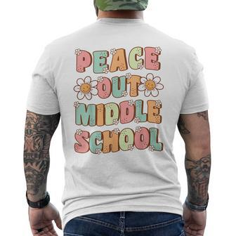 Peace Out Middle School Graduation Groovy Last Day Of School Mens Back Print T-shirt | Mazezy