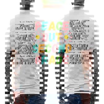 Peace Out Second Grade Cute Groovy Last Day Of 2Nd Grade Mens Back Print T-shirt - Thegiftio UK