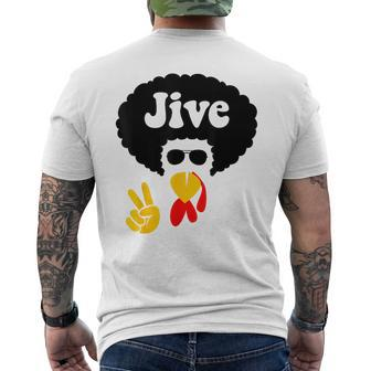 Peace Thanksgiving Sign Jive Turkey Face Men's T-shirt Back Print - Seseable