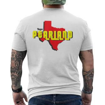 Pearland Texas State Outline Retro Tx Men's T-shirt Back Print | Mazezy