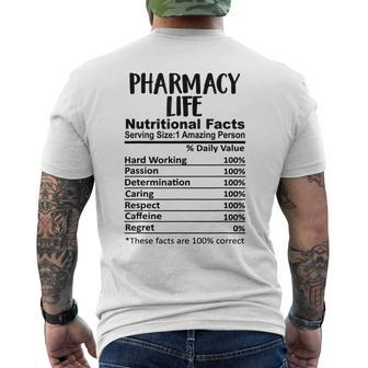 Pharmacy Life Nutrition Facts Funny Mens Back Print T-shirt | Mazezy