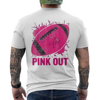Pink Out Breast Cancer Awareness Football Breast Cancer Men's T-shirt Back Print - Seseable