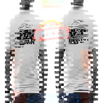 Pizza Delivery Guy Eating Pizza Italian Food Lover Pizza Mens Back Print T-shirt | Mazezy