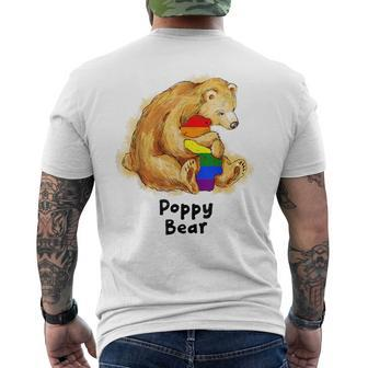 Poppy Bear Proud Dad Lgbt Gay Pride Lgbt Dad Gifts Mens Back Print T-shirt | Mazezy