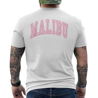 Preppy Varsity Pink Malibu California - Classic Mens Back Print T-shirt | Mazezy