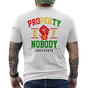 Property Nobody Black Freedom Junenth 1865 African Fist Mens Back Print T-shirt | Mazezy