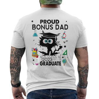 Proud Bonus Dad Of A Class Of 2023 Graduate Funny Black Cat Men's Crewneck Short Sleeve Back Print T-shirt