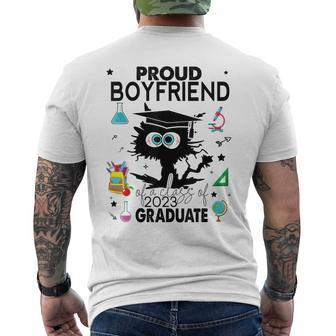 Proud Boyfriend Of A Class Of 2023 Graduate Funny Black Cat Men's Crewneck Short Sleeve Back Print T-shirt