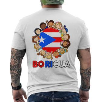 Puerto Rico Flag Boricua Hispanic Heritage Rican Kid Toddler Mens Back Print T-shirt | Mazezy