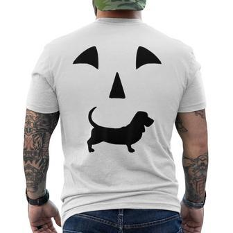 Pumpkin Basset Hound Dog Halloween Men's T-shirt Back Print | Mazezy
