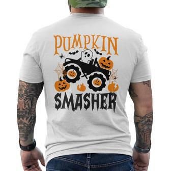 Pumpkin Smasher Monster Truck Halloween Night Men's T-shirt Back Print | Mazezy