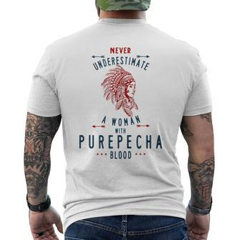 Purepecha Native Mexican Indian Woman Never Underestimate Mens Back Print T-shirt - Seseable