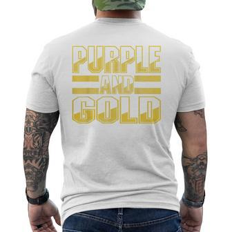 Purple & Gold Game Day Group For High School Football Men's T-shirt Back Print - Seseable