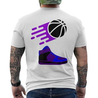 Purple Basketball Sneaker Mens Back Print T-shirt | Mazezy