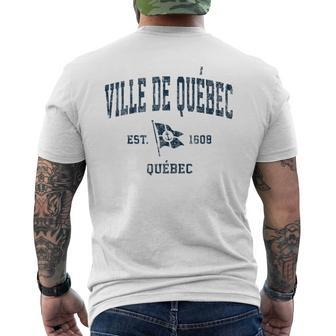 Quebec City Quebec Vintage Sports Navy Boat Anchor Flag Mens Back Print T-shirt | Mazezy