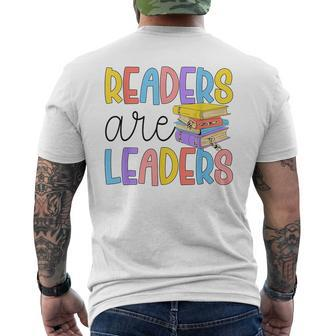 Readers Are Leaders Book Lover Back To School Mens Back Print T-shirt | Mazezy