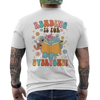 Reading Is For Everyone Book Lover Bookworm Bookish Groovy Reading Funny Designs Funny Gifts Mens Back Print T-shirt | Mazezy AU