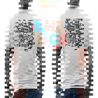 Red White And Blue America Usa Summer Bbq 4Th Of July Usa Funny Gifts Mens Back Print T-shirt | Mazezy