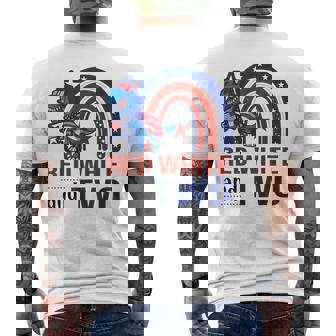 Red White And Two 2Nd Birthday 4Th Of July Dinosaur Lover Men's Back Print T-shirt | Mazezy