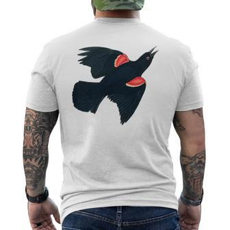 Red-Winged Blackbird Flying Red Winged Blackbird Men's T-shirt Back Print | Mazezy