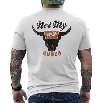 Retro Bull Skull Not My First Rodeo Western Country Cowboy Mens Back Print T-shirt - Seseable