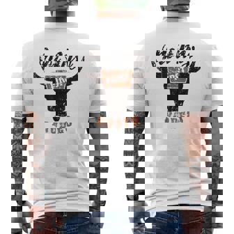 Retro Bull Skull Not My First Rodeo Western Country Cowboy Mens Back Print T-shirt - Seseable