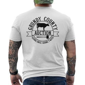 Retro Cow Cattle Grundy County Auction Western Country Farm Mens Back Print T-shirt - Seseable