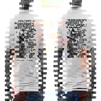 Retro Cowgirl Hat Just Wanna Have Fun Western Country Cowboy Mens Back Print T-shirt | Mazezy