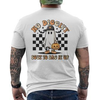 Retro Ghost Halloween No Diggity Bout To Bag It Up Men's T-shirt Back Print